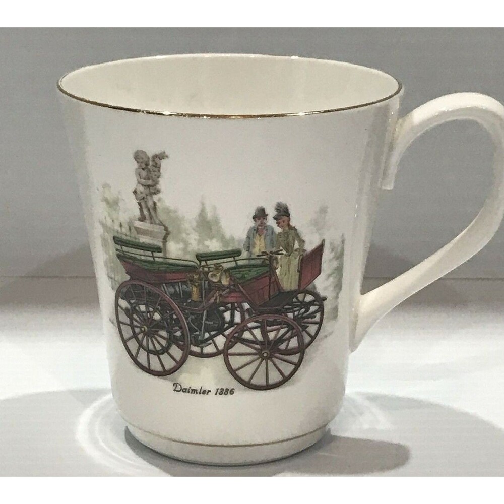 Crown Staffordshire Daimler 1886 Coffee Mug Tea Cup Fine China Car Collector